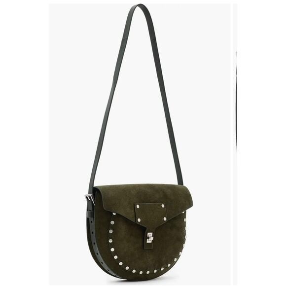 All Saints Miro Suede Saddle Bag Color: Olive Green (New) $329.00 retail - Picture 4 of 10